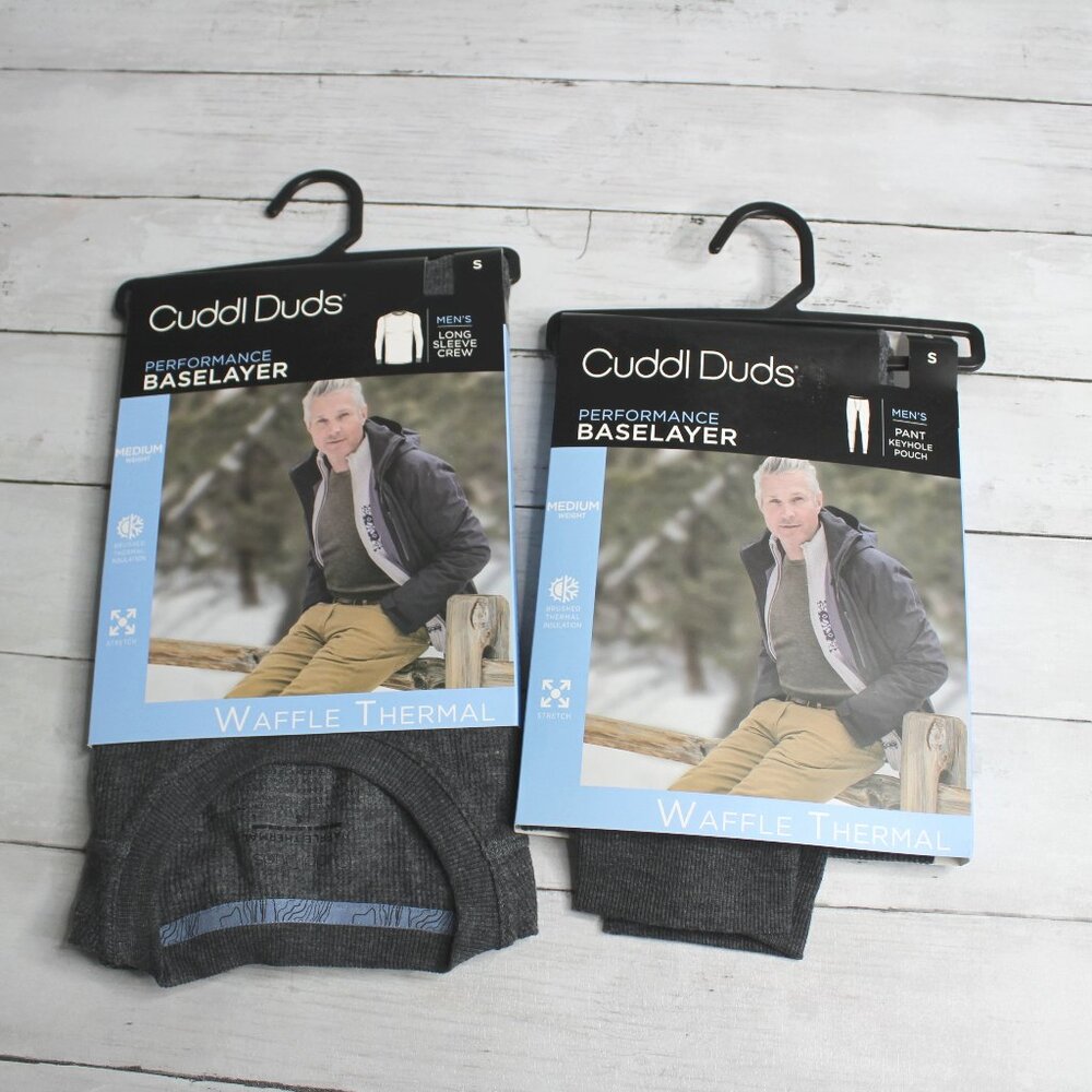 Cuddl Duds Men's Base Layer Shirt Pants Size S Waffle Thermal Underwear